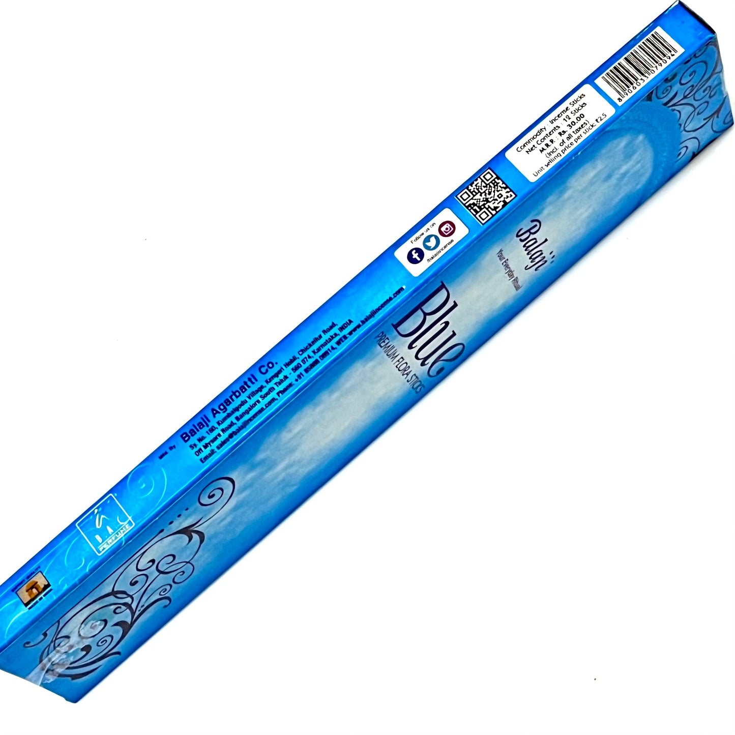 Balaji BLUE Premium Flora Incense Sticks (12 sticks)