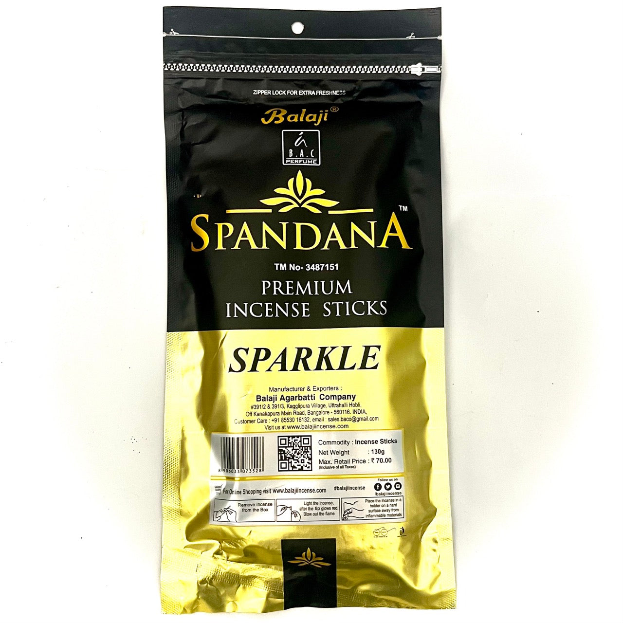 Balaji Spandana SPARKLE Incense Sticks Zipper (130 gms)